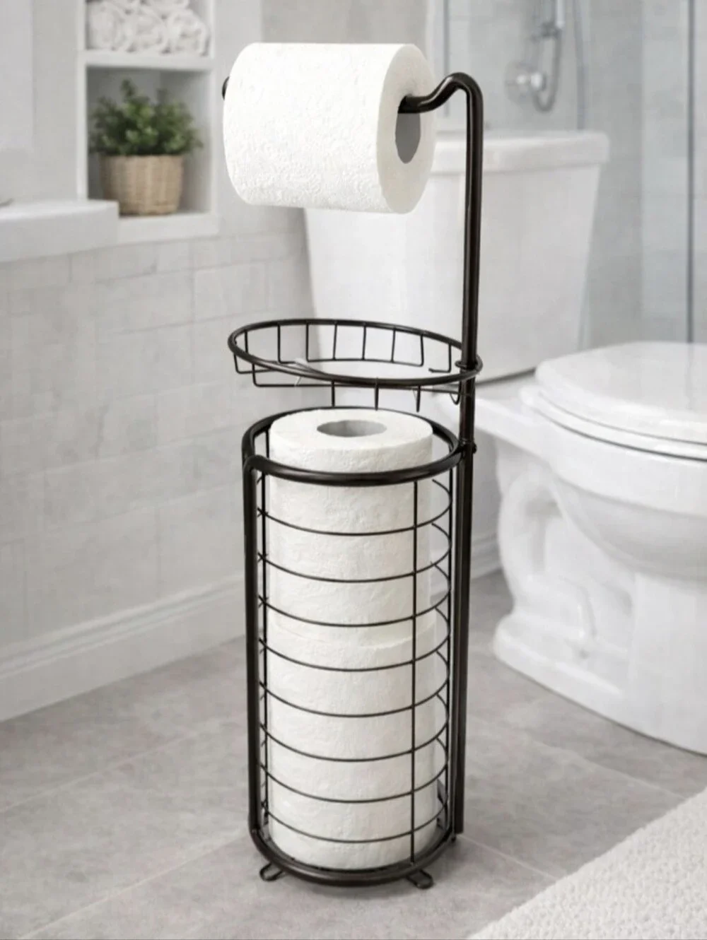 Free Standing Toilet Tissue Paper Roll Holder Stand Dispenser 🧻